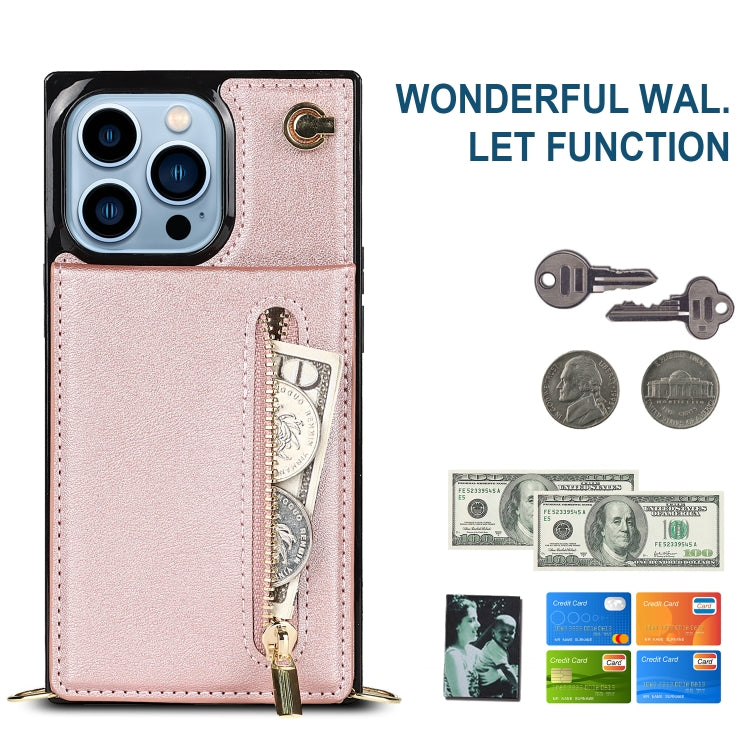 For iPhone 13 Pro Cross-body Zipper Square Phone Case with Holder