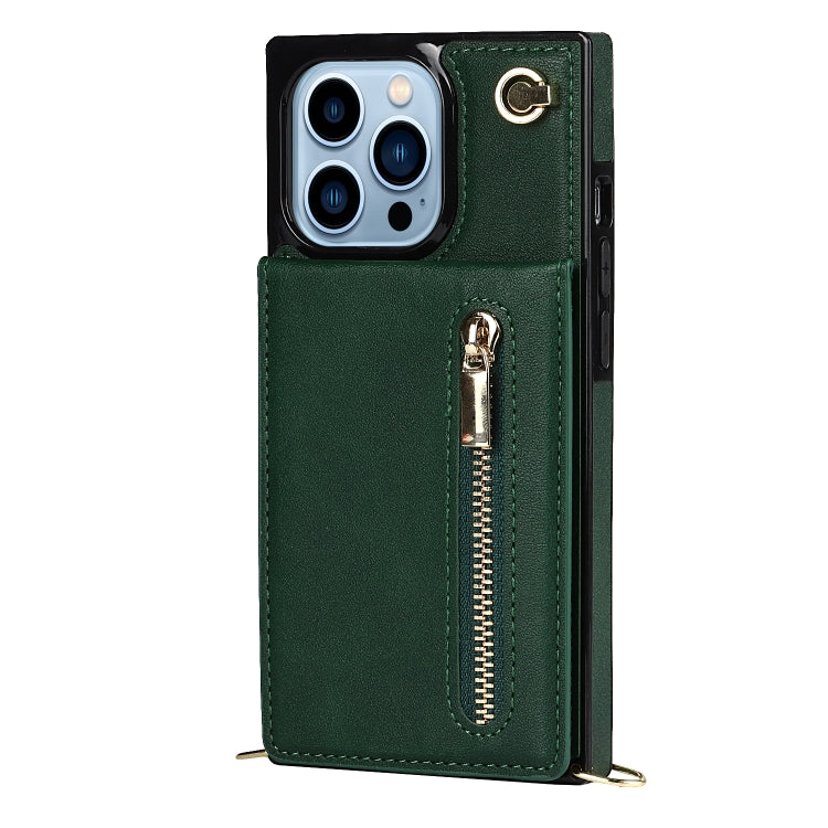 For iPhone 13 Pro Max Cross-body Zipper Square Phone Case with Holder