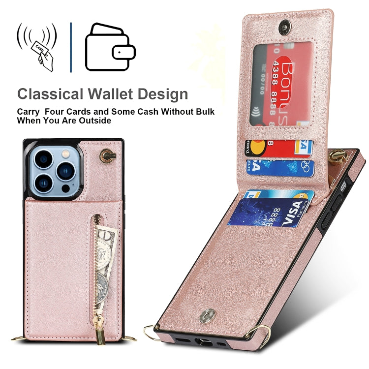 For iPhone 13 Pro Max Cross-body Zipper Square Phone Case with Holder