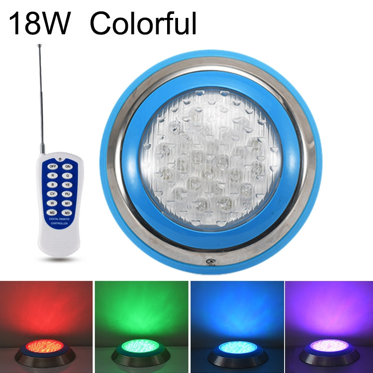 18W LED Stainless Steel Wall-mounted Pool Light Landscape Underwater Light(Colorful Light + Remote Control)