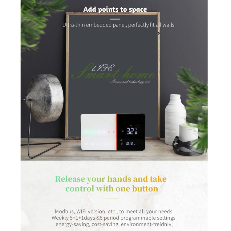 BHT-005-GBLW 220V AC 16A Smart Home Heating Thermostat for EU Box, Control Electric Heating with Only Internal Sensor & WIFI Connection