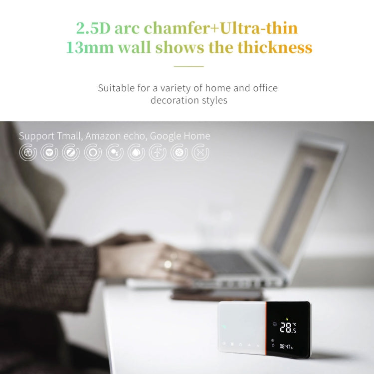 BHT-005-GBLW 220V AC 16A Smart Home Heating Thermostat for EU Box, Control Electric Heating with Only Internal Sensor & WIFI Connection