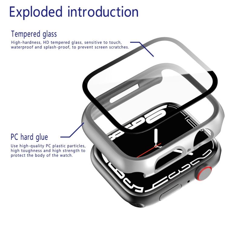 2 in 1 PC Frame + Tempered Glass Protector Case For Apple Watch Series 8 / 7 41mm
