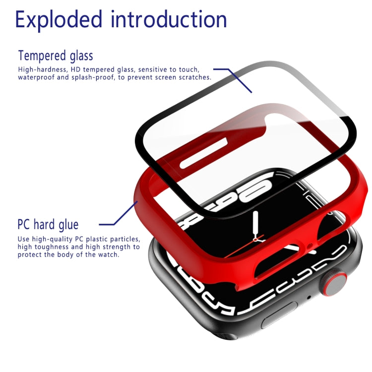 2 in 1 PC Frame + Tempered Glass Protector Case For Apple Watch Series 9 / 8 / 7 45mm