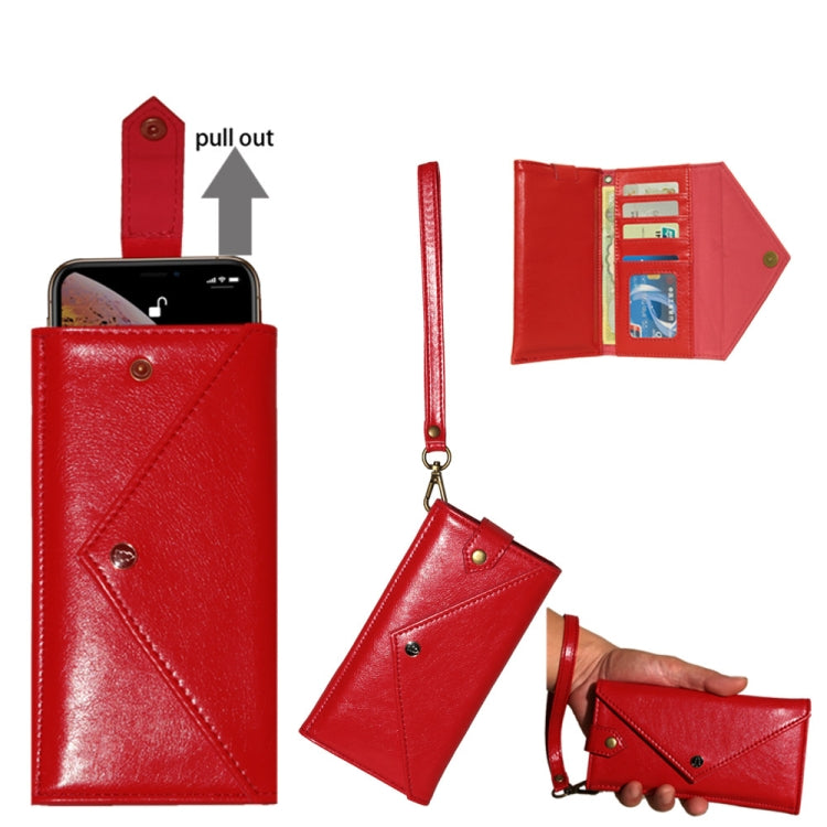 For 4.7 - 5.2 inch Phones Envelope Horizontal Flip PU Leather Case with Card Slots & Pen Slots & Holder & Wallet & Photo Frame & Shoulder Strap