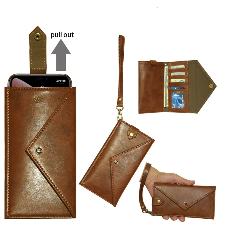 For 4.7 - 5.2 inch Phones Envelope Horizontal Flip PU Leather Case with Card Slots & Pen Slots & Holder & Wallet & Photo Frame & Shoulder Strap