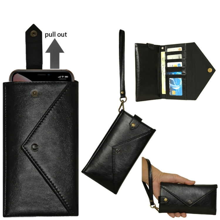 For 6.5 inch - 7.5 inch  Phones Envelope Horizontal Flip PU Leather Case with Card Slots & Pen Slots & Holder & Wallet & Photo Frame & Shoulder Strap