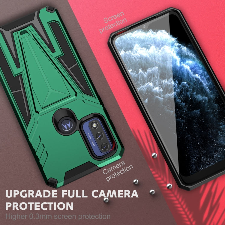 For Motorola Moto G Pure Super V Armor PC + TPU Shockproof Phone Case with Invisible Holder