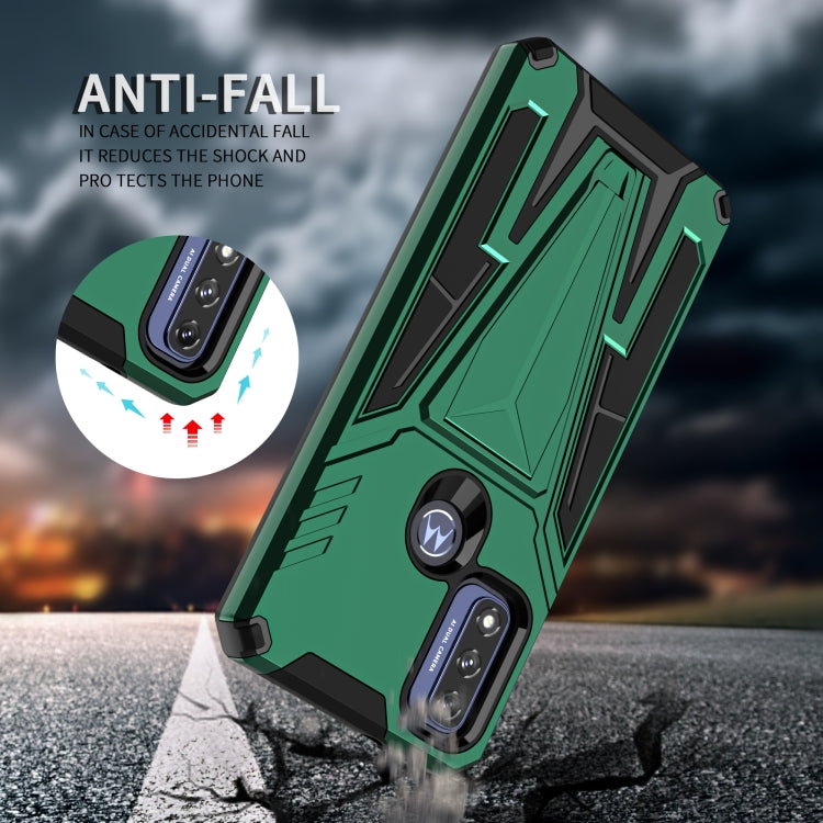For Motorola Moto G Pure Super V Armor PC + TPU Shockproof Phone Case with Invisible Holder