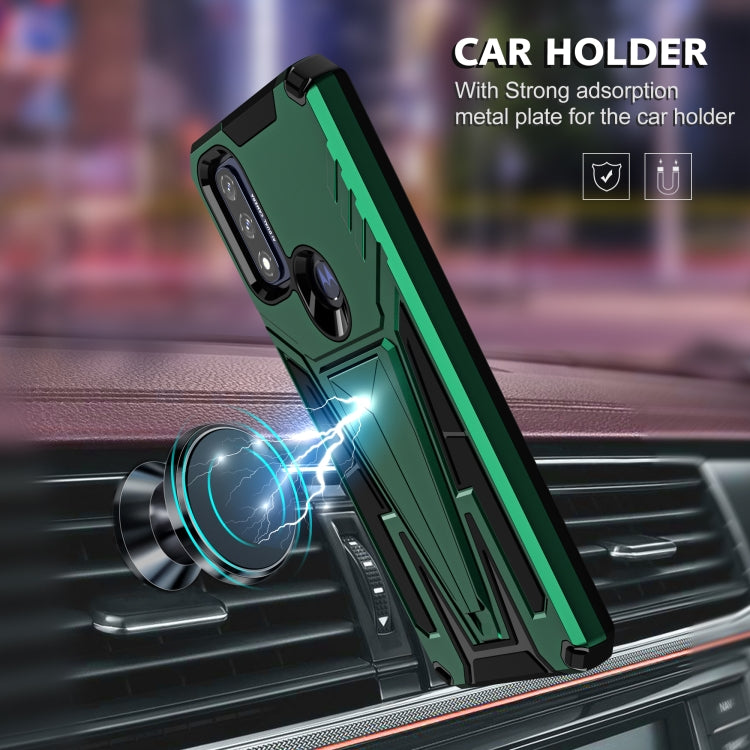 For Motorola Moto G Pure Super V Armor PC + TPU Shockproof Phone Case with Invisible Holder