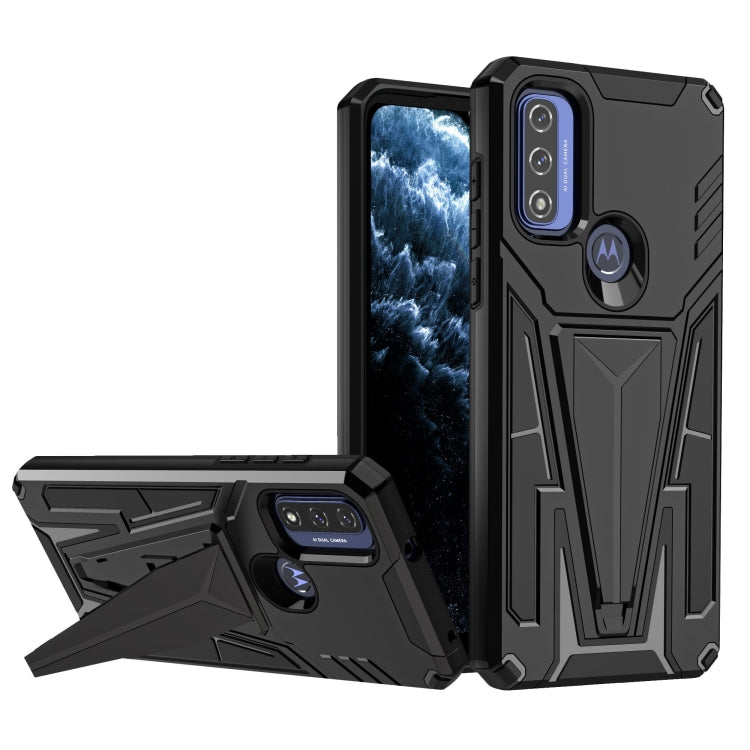 For Motorola Moto G Pure Super V Armor PC + TPU Shockproof Phone Case with Invisible Holder