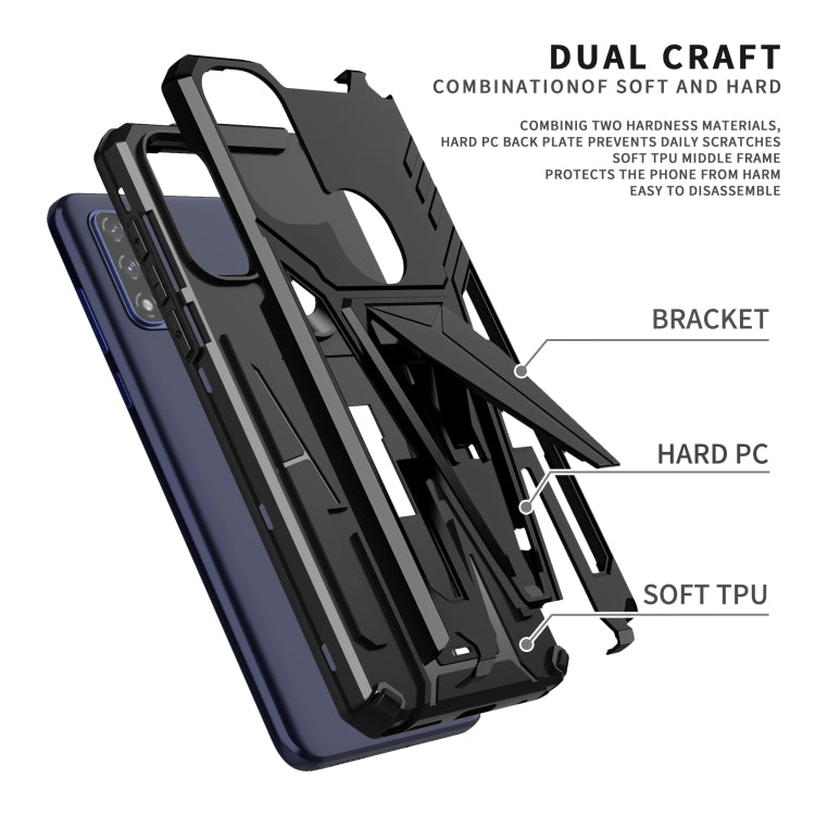 For Motorola Moto G Pure Super V Armor PC + TPU Shockproof Phone Case with Invisible Holder