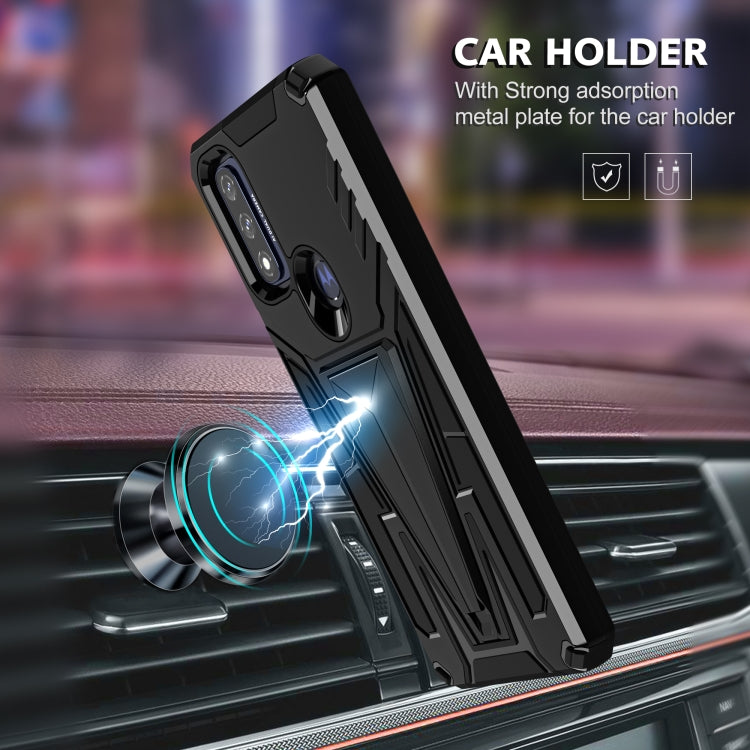 For Motorola Moto G Pure Super V Armor PC + TPU Shockproof Phone Case with Invisible Holder