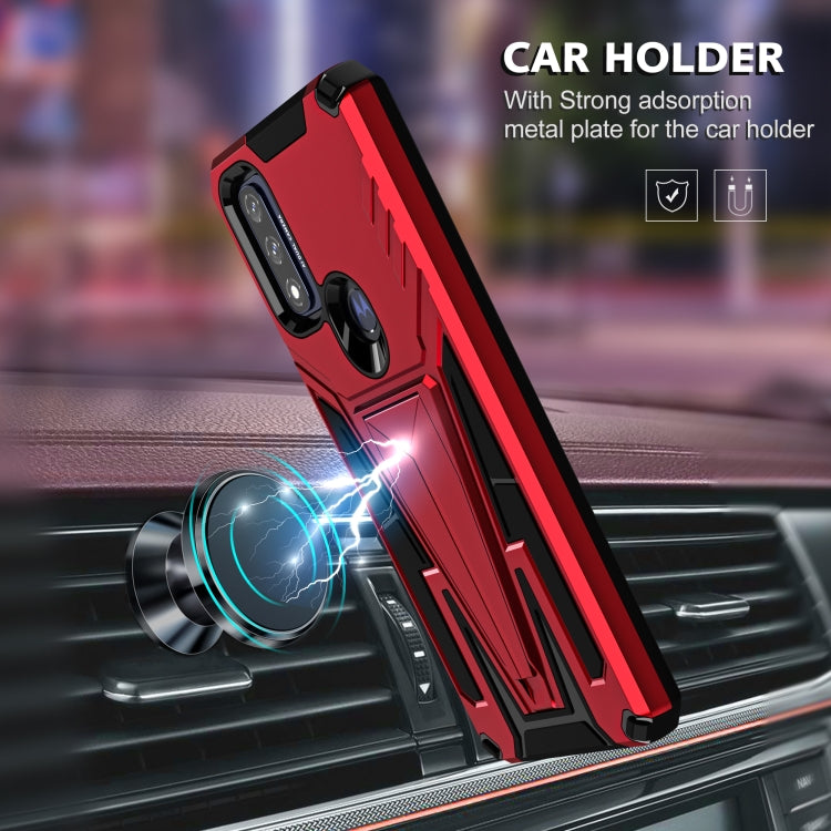 For Motorola Moto G Pure Super V Armor PC + TPU Shockproof Phone Case with Invisible Holder