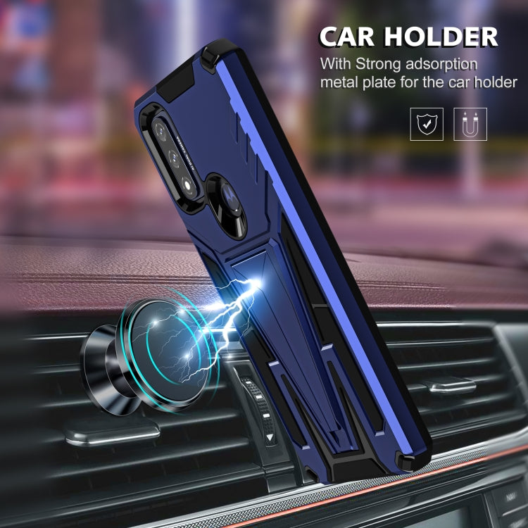 For Motorola Moto G Pure Super V Armor PC + TPU Shockproof Phone Case with Invisible Holder