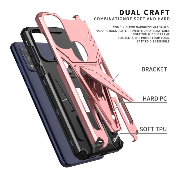 For Motorola Moto G Pure Super V Armor PC + TPU Shockproof Phone Case with Invisible Holder