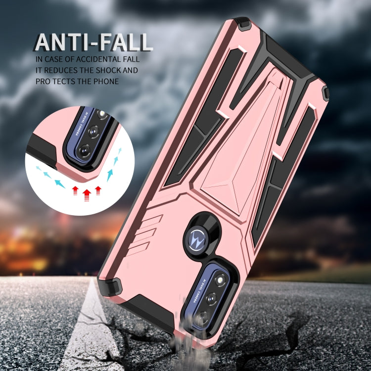 For Motorola Moto G Pure Super V Armor PC + TPU Shockproof Phone Case with Invisible Holder