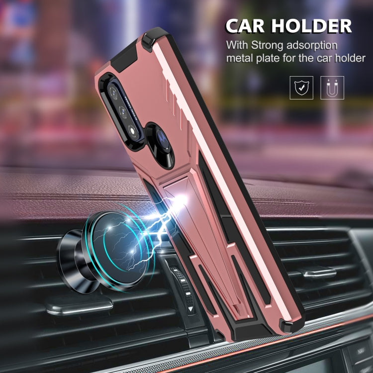 For Motorola Moto G Pure Super V Armor PC + TPU Shockproof Phone Case with Invisible Holder