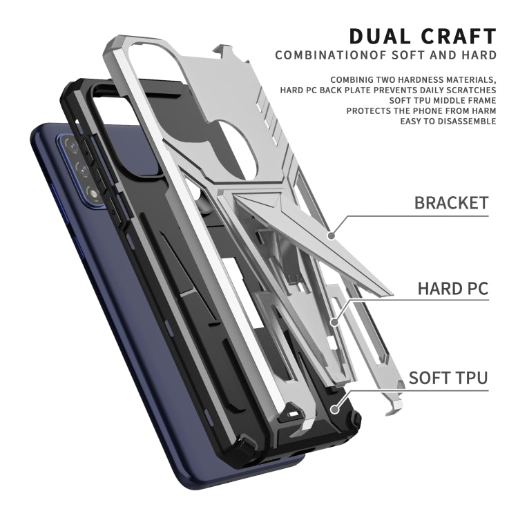 For Motorola Moto G Pure Super V Armor PC + TPU Shockproof Phone Case with Invisible Holder