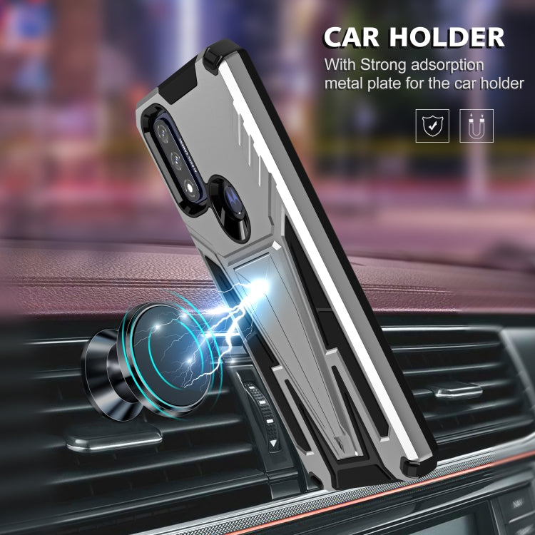 For Motorola Moto G Pure Super V Armor PC + TPU Shockproof Phone Case with Invisible Holder