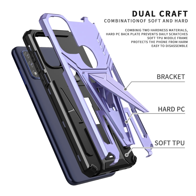 For Motorola Moto G Pure Super V Armor PC + TPU Shockproof Phone Case with Invisible Holder