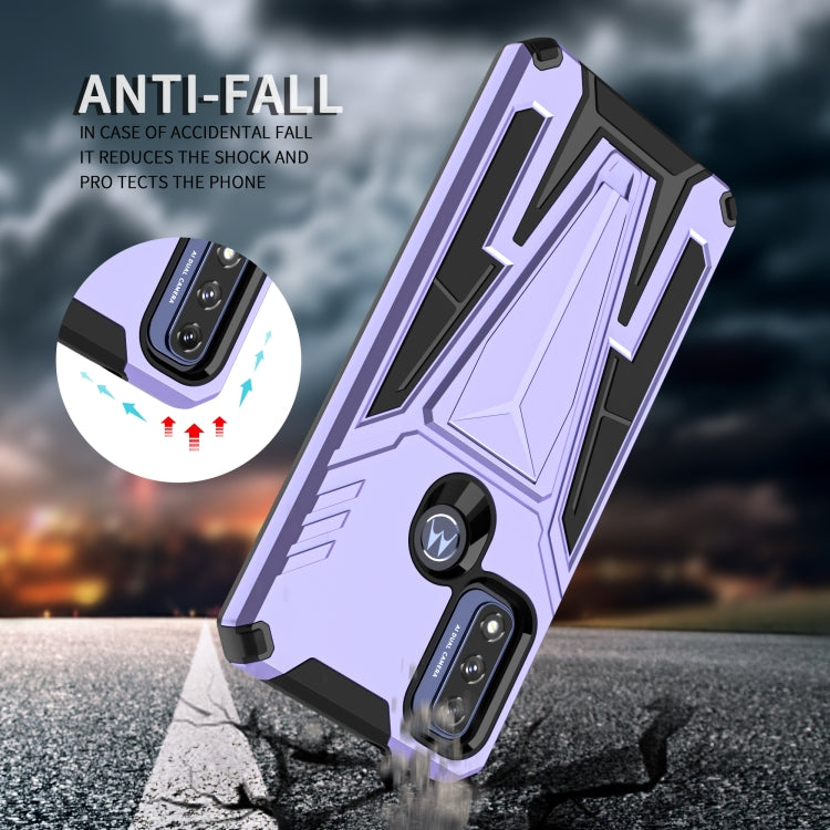 For Motorola Moto G Pure Super V Armor PC + TPU Shockproof Phone Case with Invisible Holder