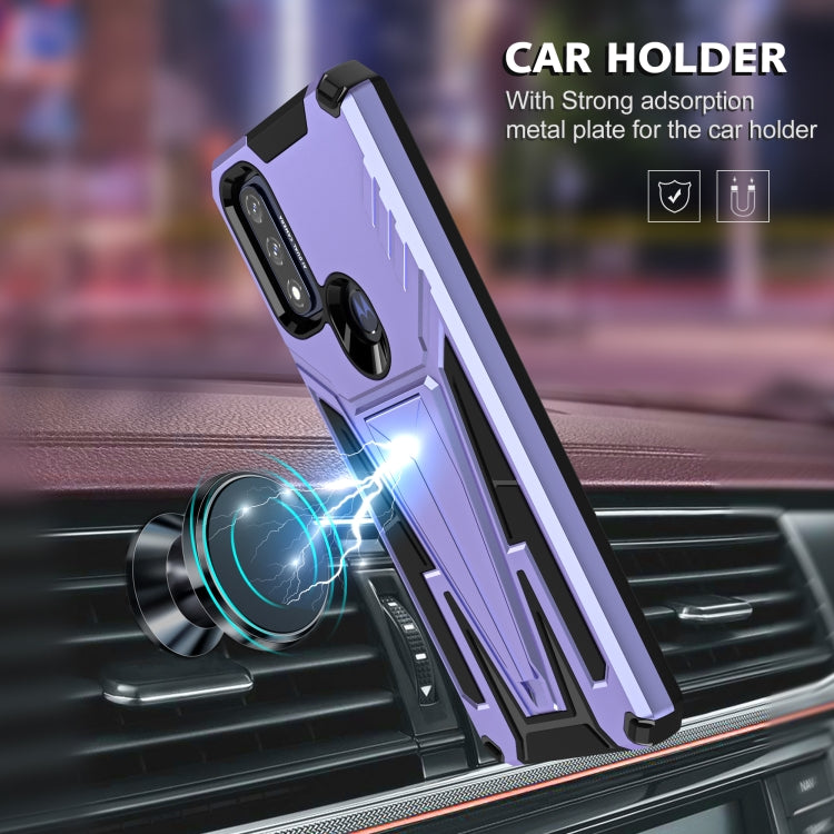 For Motorola Moto G Pure Super V Armor PC + TPU Shockproof Phone Case with Invisible Holder