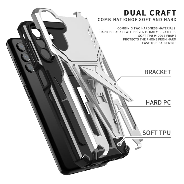 For Samsung Galaxy A13 5G Super V Armor PC + TPU Shockproof Phone Case with Invisible Holder