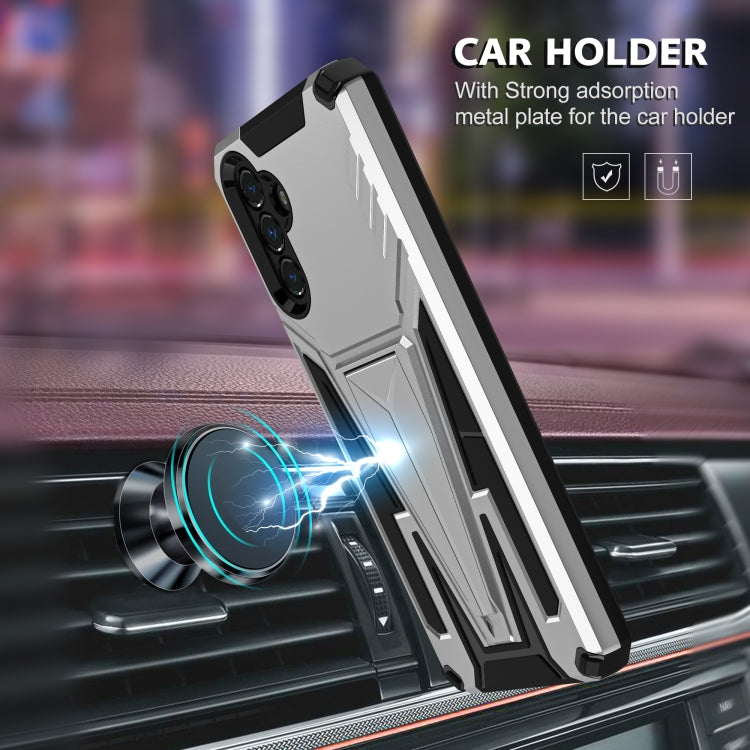 For Samsung Galaxy A13 5G Super V Armor PC + TPU Shockproof Phone Case with Invisible Holder