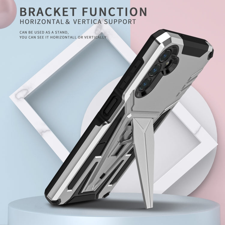 For Samsung Galaxy A13 5G Super V Armor PC + TPU Shockproof Phone Case with Invisible Holder