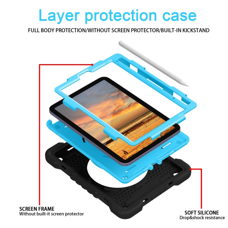 For iPad mini 6 Silicone + PC Tablet Case with Strap & Holder & Pen Slot