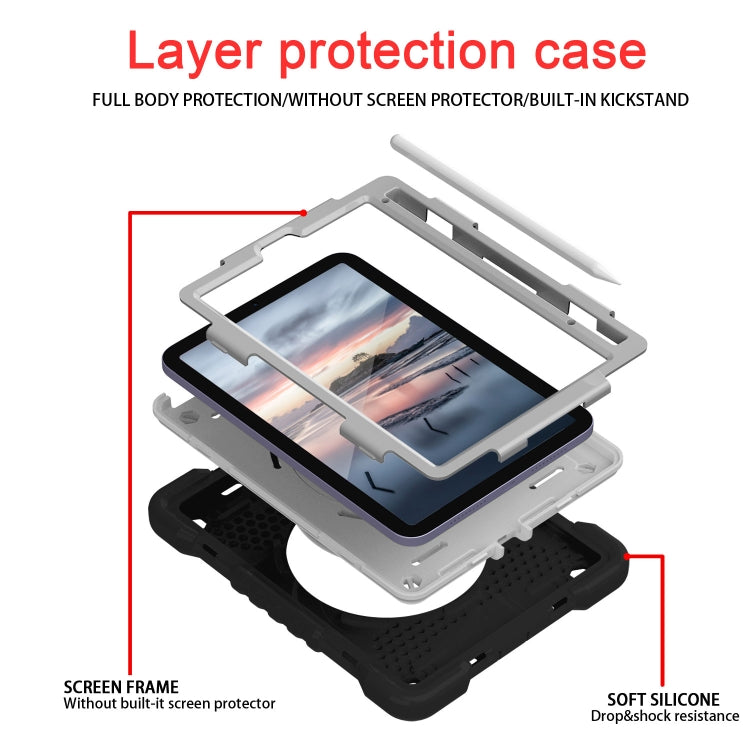 For iPad mini 6 Silicone + PC Tablet Case with Strap & Holder & Pen Slot