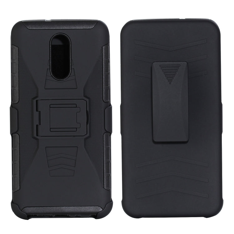 For LG Q Stylo 4 PC + Silicone Back Clip Sliding Sleeve Protective Case(Black)