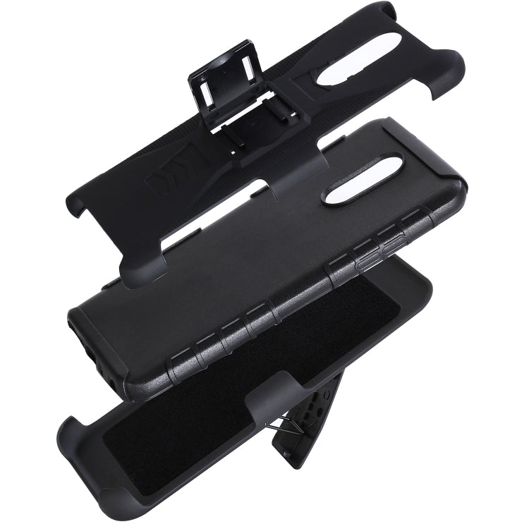 For LG Q Stylo 4 PC + Silicone Back Clip Sliding Sleeve Protective Case(Black)
