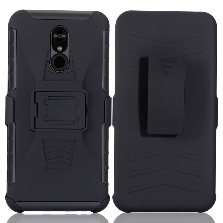 For LG Q Stylo 5 PC + Silicone Back Clip Sliding Sleeve Protective Case(Black)