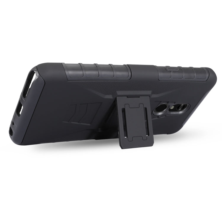 For LG Q Stylo 5 PC + Silicone Back Clip Sliding Sleeve Protective Case(Black)