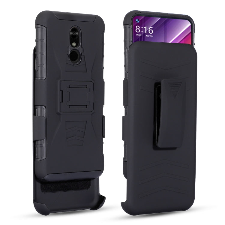 For LG Q Stylo 5 PC + Silicone Back Clip Sliding Sleeve Protective Case(Black)
