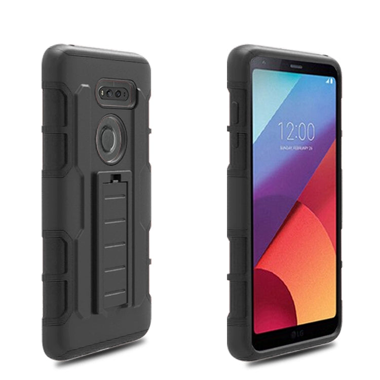 For LG V30 PC + Silicone Back Clip Sliding Sleeve Protective Case(Black)