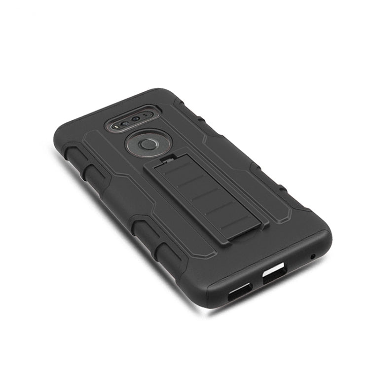 For LG V30 PC + Silicone Back Clip Sliding Sleeve Protective Case(Black)