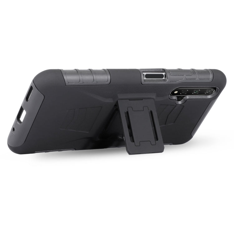 For Huawei nova 5T / Honor 20 PC + Silicone Back Clip Sliding Sleeve Protective Case(Black)