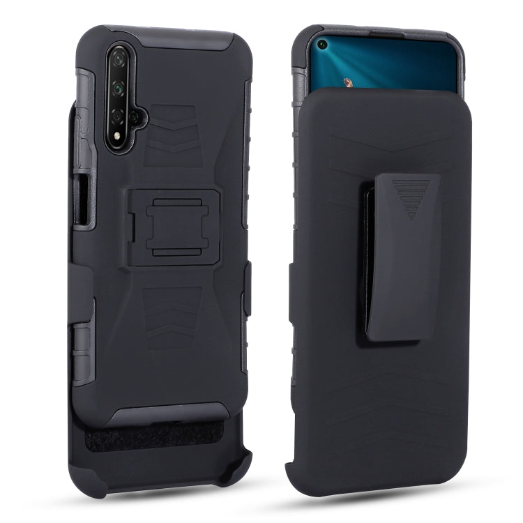For Huawei nova 5T / Honor 20 PC + Silicone Back Clip Sliding Sleeve Protective Case(Black)