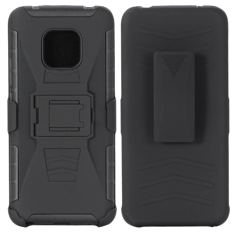 For Huawei Mate 20 Pro PC + Silicone Back Clip Sliding Sleeve Protective Case(Black)