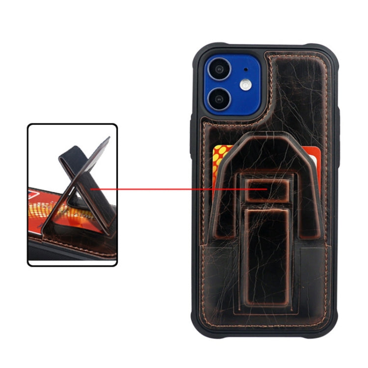 For iPhone 12 mini JDK-B2 Series Crazy Horse Texture PU + TPU Phone Case with Holder