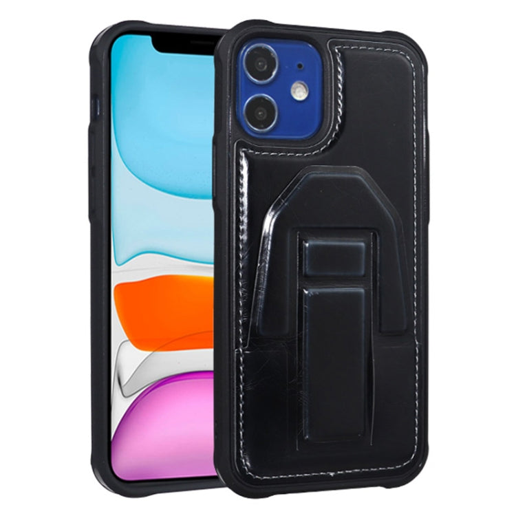 For iPhone 12 / 12 Pro JDK-B2 Series Crazy Horse Texture PU + TPU Phone Case with Holder