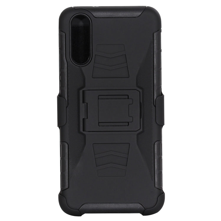 For Huawei P20 PC + Silicone Back Clip Sliding Sleeve Protective Case(Black)