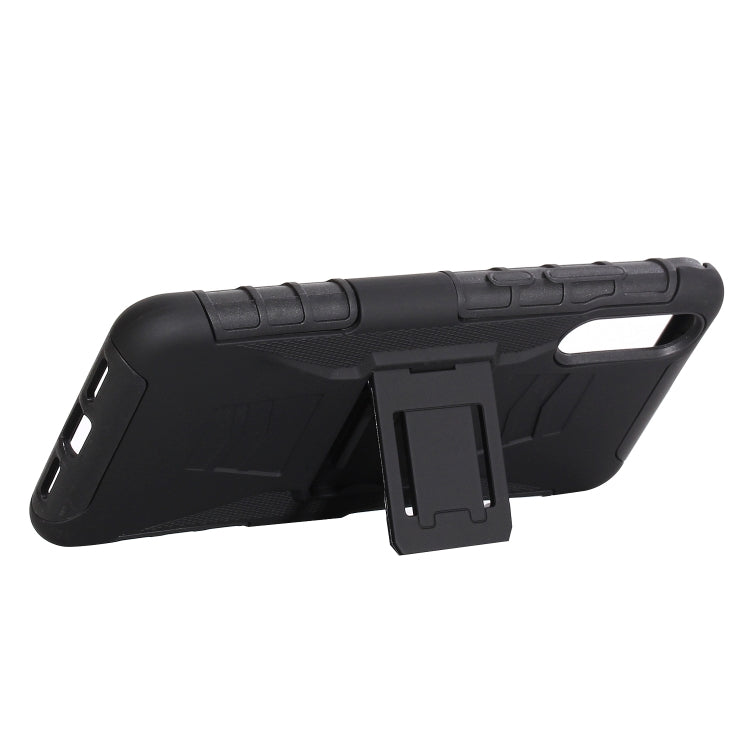 For Huawei P20 PC + Silicone Back Clip Sliding Sleeve Protective Case(Black)