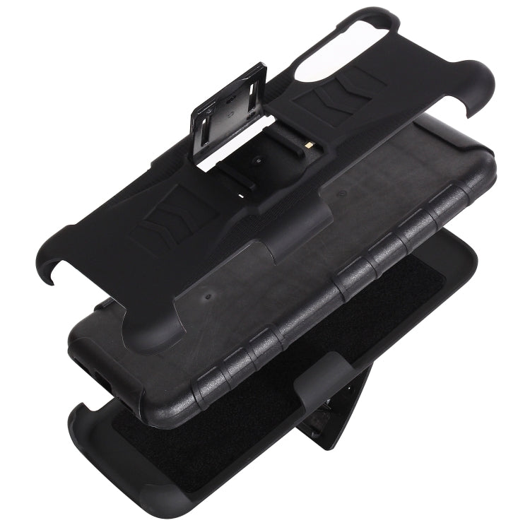 For Huawei P20 PC + Silicone Back Clip Sliding Sleeve Protective Case(Black)