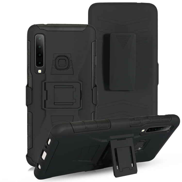 For Huawei P30 Lite PC + Silicone Back Clip Sliding Sleeve Protective Case(Black)
