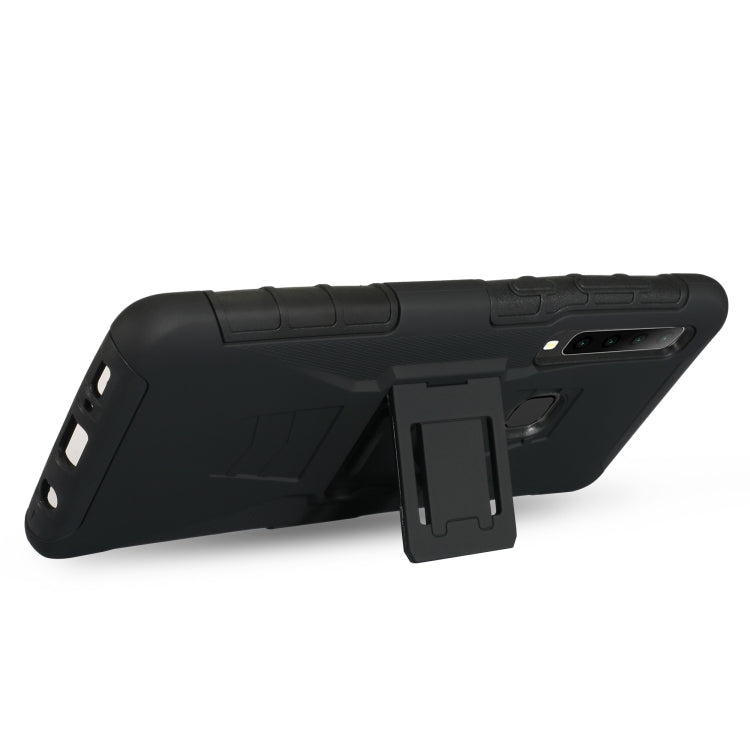 For Huawei P30 Lite PC + Silicone Back Clip Sliding Sleeve Protective Case(Black)