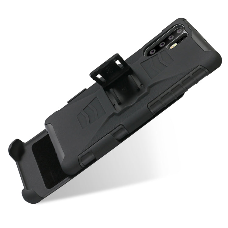 For Huawei P30 Pro PC + Silicone Back Clip Sliding Sleeve Protective Case(Black)